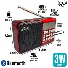 Caixa de Som Rádio Bluetooth Retrô JD-35 Altomex - Vermelho